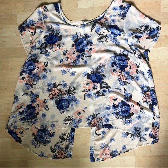 torrid Tops - Torrid sheer floral hi-lo split back top